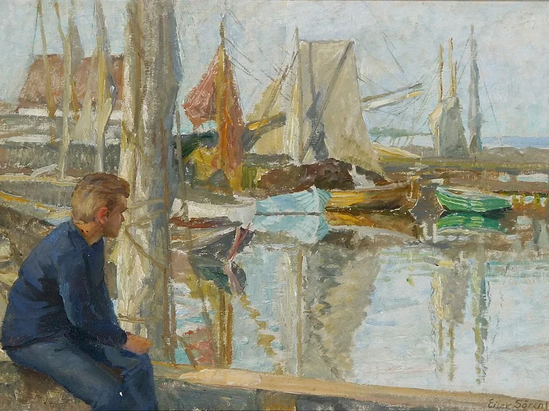 1869-Eiler Sørensen - Ragazzo sul molo, Dragör